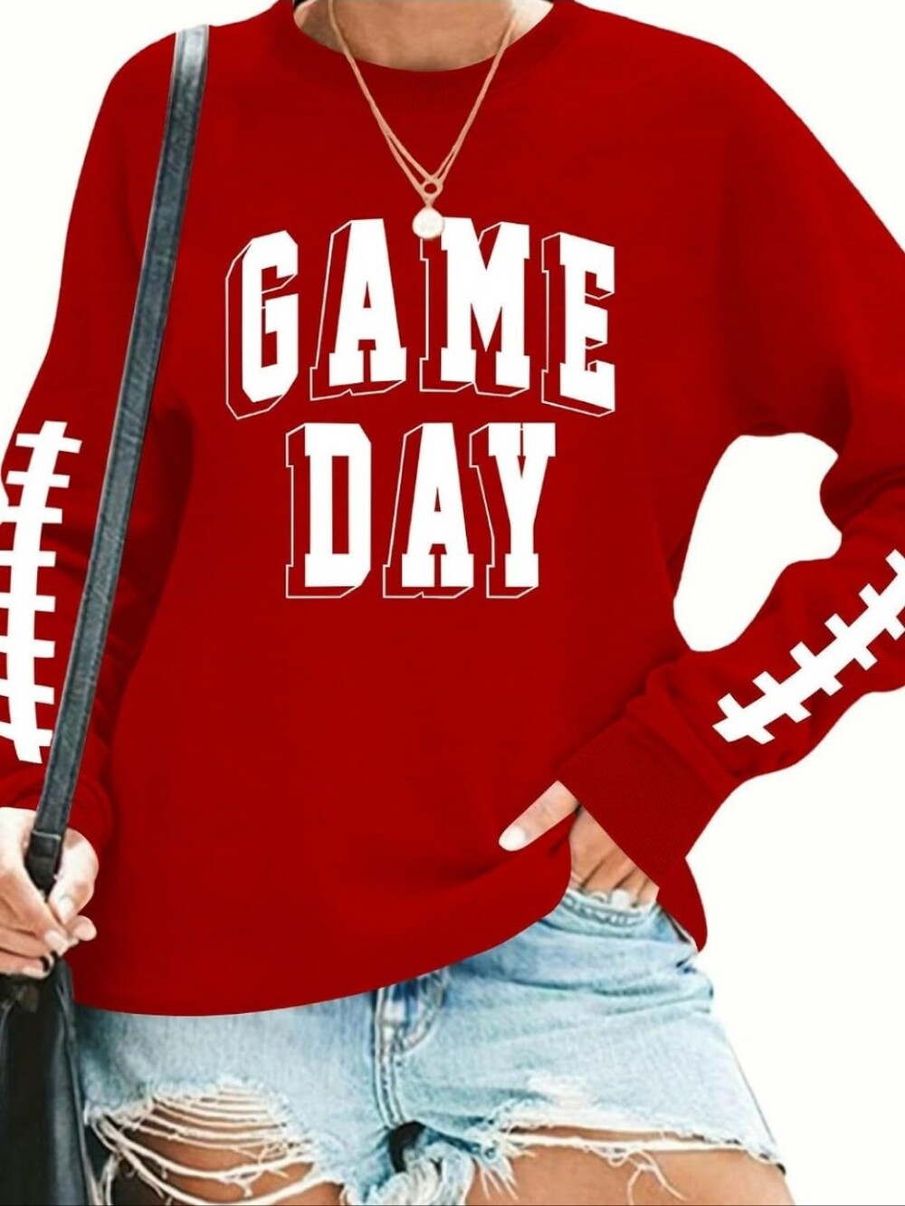 NWOT Boutique GAME DAY Red Graphic Crewneck Sweatshirt